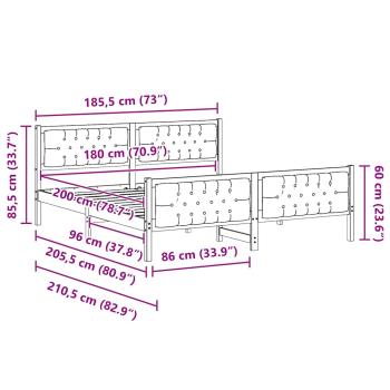 Bettgestell mit Kopfteil Dunkelgrau 180 x 200 cm Stoff