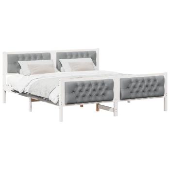 Bettgestell mit Kopfteil Hellgrau 180 x 200 cm Stoff