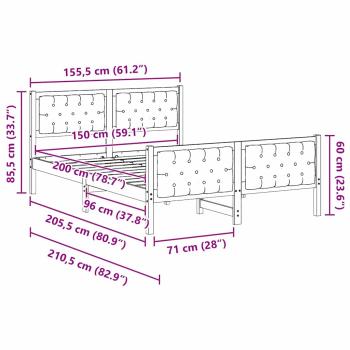 Bettgestell mit Kopfteil Schwarz 150 x 200 cm Stoff