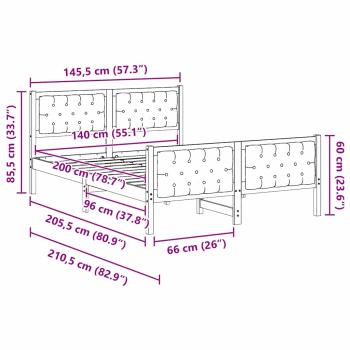 Bettgestell mit Kopfteil Dunkelgrau 140 x 200 cm Stoff