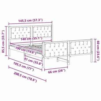Bettgestell mit Kopfteil Dunkelgrau 140 x 190 cm Stoff