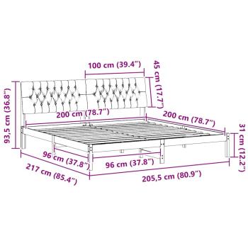 Bettgestell mit gepolstertem Kopfteil Braun 200 x 200 cm