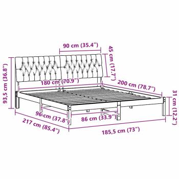 Bettgestell mit gepolstertem Kopfteil Braun 180 x 200 cm