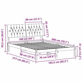 Bettgestell mit gepolstertem Kopfteil Weiß 160 x 200 cm