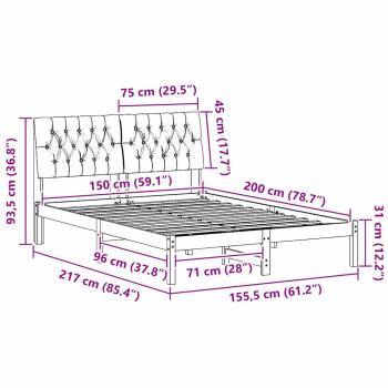 Bettgestell mit gepolstertem Kopfteil Braun 150 x 200 cm