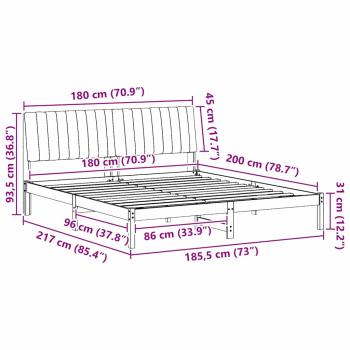 Bettgestell mit Kopfteil Braun 180 x 200 cm Stoff