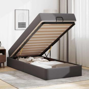 Bettgestell mit Matratze Grau 100 x 200 cm Kunstleder