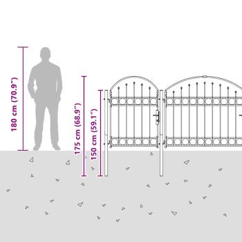 Gartentor mit gewölbtem Oberteil Grau 4 x 1,25 m Stahl