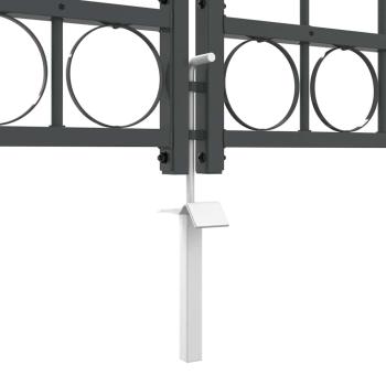 Gartentor mit gewölbtem Oberteil Grau 400 x 100 cm Stahl