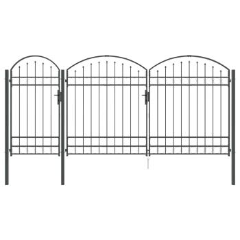 Gartentor mit gewölbtem Oberteil Grau 400 x 125 cm Stahl