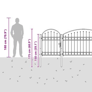 Gartentor mit gewölbtem Oberteil Grau 500 x 75 cm Stahl