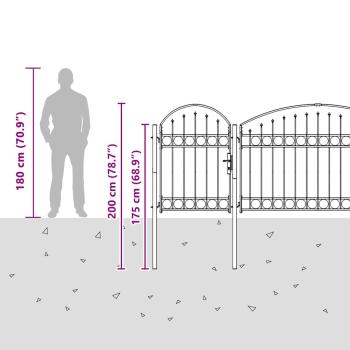 Gartentor mit gewölbtem Oberteil Grau 500 x 100 cm Stahl