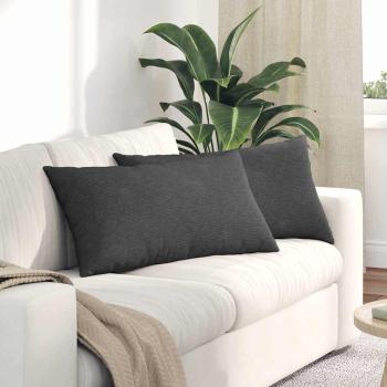 ARDEBO.de - Sofakissen 2 pcs Dunkelgrau 80 x 40 cm Cordstoff