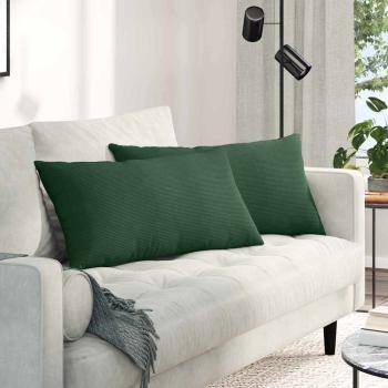ARDEBO.de - Sofakissen 2 pcs Dunkelgrün 80 x 40 cm Cordstoff