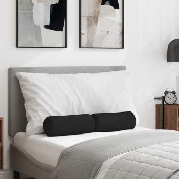 ARDEBO.de - Bolsterkissen 2 pcs Schwarz Ø 15 x 40 cm Mikrofaserstoff