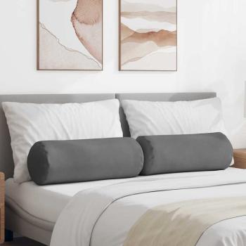 ARDEBO.de - Bolsterkissen 2 pcs Dunkelgrau Ø 25 x 70 cm Mikrofaserstoff