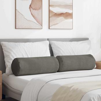 ARDEBO.de - Bolsterkissen 2 pcs Hellgrau Ø 25 x 70 cm Cordstoff