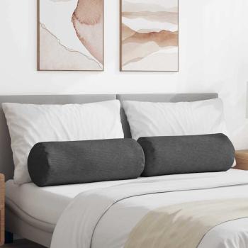 ARDEBO.de - Bolsterkissen 2 pcs Dunkelgrau Ø 25 x 70 cm Cordstoff