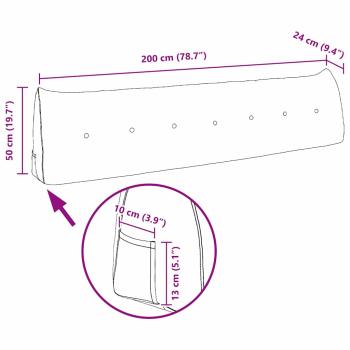 Rücken Kissen Hellgrau 200 x 24 x 50 cm Samt