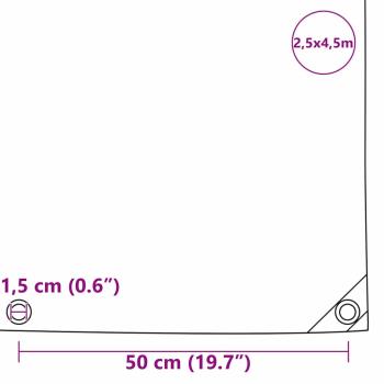 Plane 650g / m² Braun 2,5 x 4,5 m Canvas mit PVC-Beschichtung