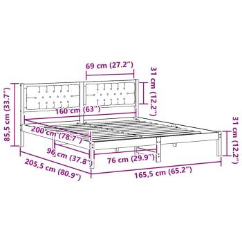 Bettgestell mit Kopfteil Taupe 160 x 200 cm Stoff