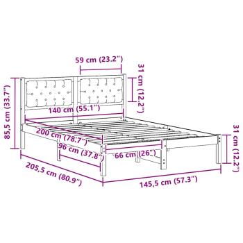 Bettgestell mit Kopfteil Taupe 140 x 200 cm Stoff