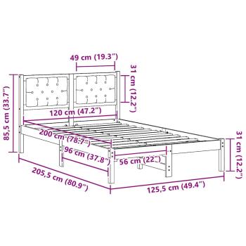 Bettgestell mit Kopfteil Hellgrau 120 x 200 cm Stoff