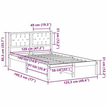 Bettgestell mit Kopfteil Taupe 120 x 190 cm Stoff