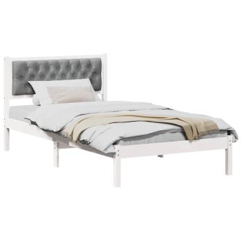 Bettgestell mit Kopfteil Hellgrau 100 x 200 cm Stoff