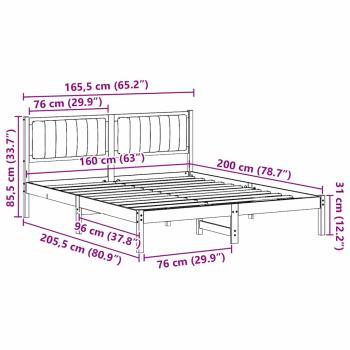 Bettgestell mit gepolstertem Kopfteil Taupe 160 x 200 cm Stoff