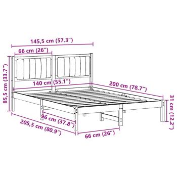 Bettgestell mit gepolstertem Kopfteil Hellgrau 140 x 200 cm