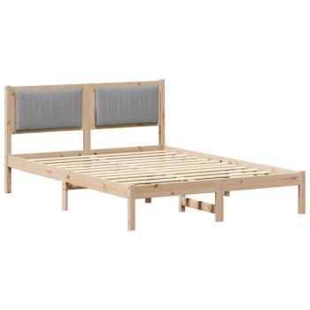 Bettgestell mit gepolstertem Kopfteil Hellgrau 135 x 190 cm