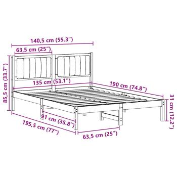 Bettgestell mit gepolstertem Kopfteil Hellgrau 135 x 190 cm