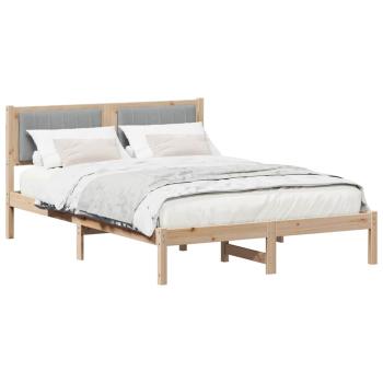 Bettgestell mit gepolstertem Kopfteil Hellgrau 135 x 190 cm
