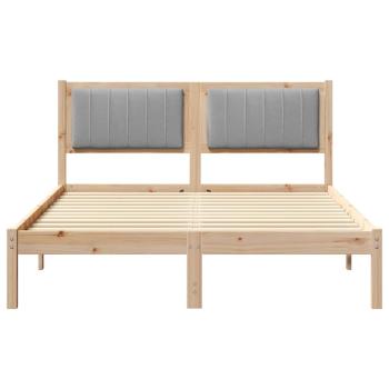 Bettgestell mit gepolstertem Kopfteil Hellgrau 135 x 190 cm