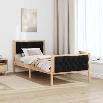 Bettgestell mit Kopfteil Schwarz 90 x 190 cm Stoff