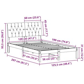 Bettgestell mit gepolstertem Kopfteil Braun 120 x 190 cm