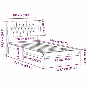 Bettgestell mit gepolstertem Kopfteil Braun 100 x 200 cm