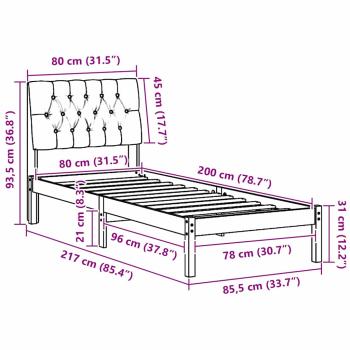 Bettgestell mit gepolstertem Kopfteil Weiß 80 x 200 cm
