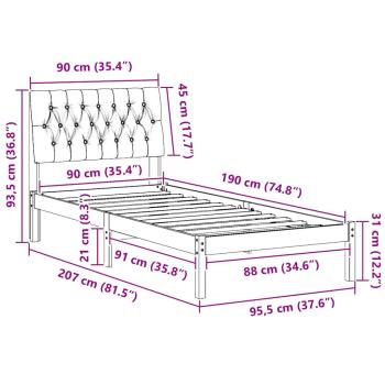 Bettgestell mit gepolstertem Kopfteil Braun 90 x 190 cm