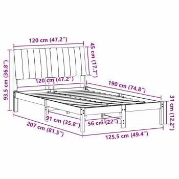 Bettgestell mit Kopfteil Braun 120 x 190 cm Stoff