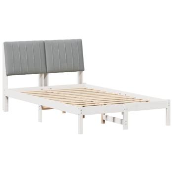 Bettgestell mit Kopfteil Weiß 120 x 190 cm Stoff