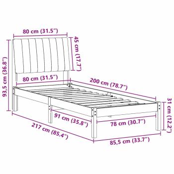 Bettgestell mit Kopfteil Braun 80 x 200 cm Stoff