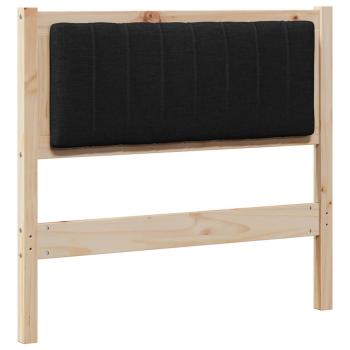 Gepolstertes Kopfteil Braun 90 cm Massivholz Kiefer und Stoff