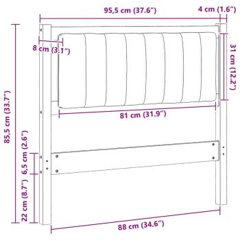 Gepolstertes Kopfteil Braun 90 cm Massivholz Kiefer und Stoff
