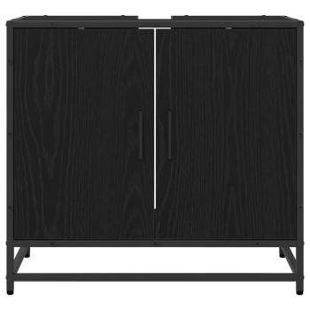 Badezimmer Waschbecken Schrank mit Tür Schwarz Eichen-Optik