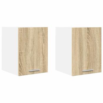 ARDEBO.de - Hängeschrank Riga 2 pcs Sonoma-Eiche und Weiß 30 x 31 x 40 cm