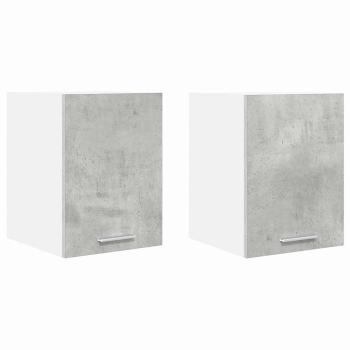 Hängeschrank 2 stk. Betongrau und Weiß Holzwerkstoff