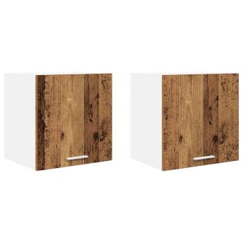 Hängeschrank 2 stk. Altes Holz und Weiß Holzwerkstoff