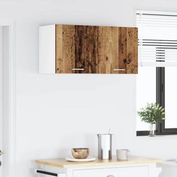 Hängeschrank 2 stk. Altes Holz und Weiß Holzwerkstoff